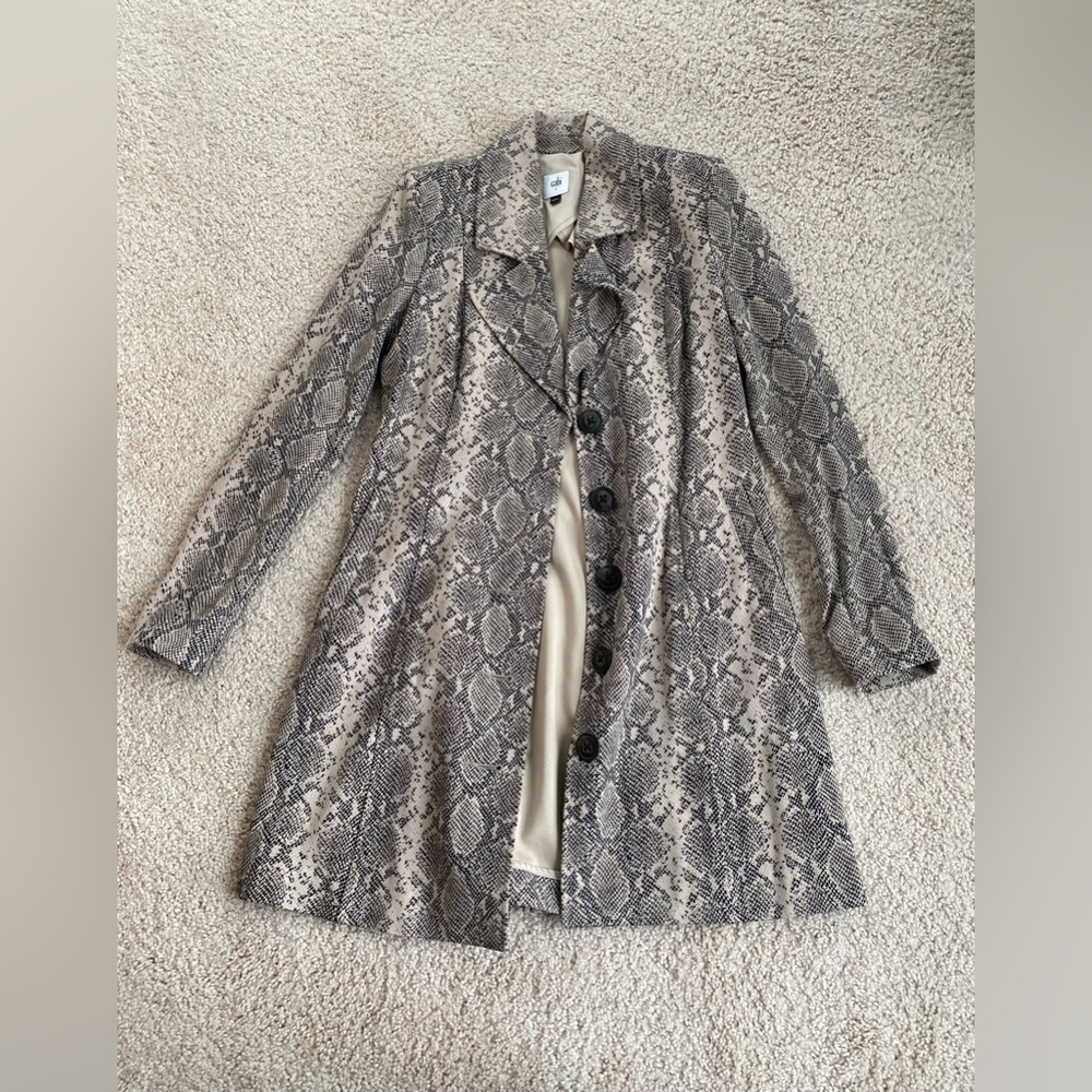 Snake Print Mid-Thigh Length Coat